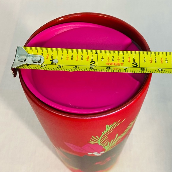 Starbucks Holiday Christmas Hot Pink Poinsettia Ceramic Tumbler 12 Fl Oz 2021 - Picture 10 of 12